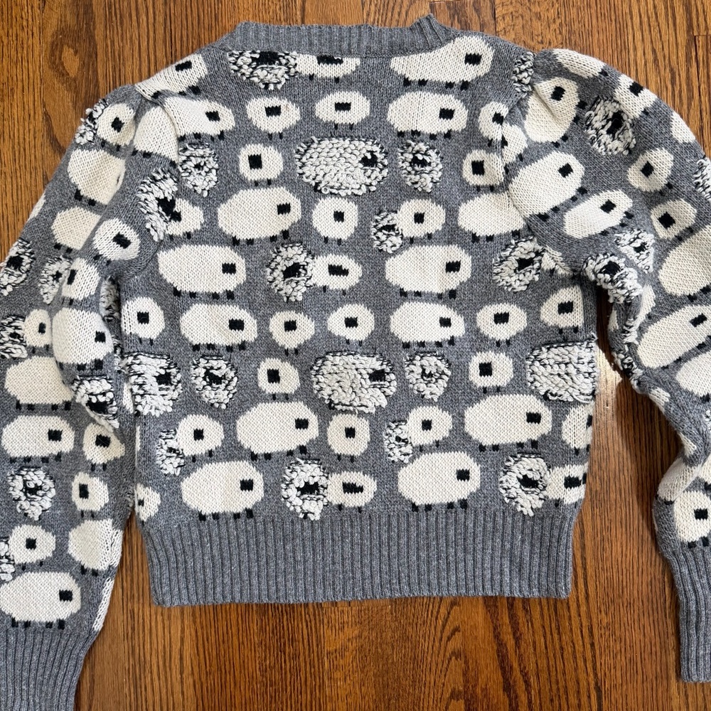 THML Gray Cropped Sheep Long Sleeved Sweater Size XS - Picture 5 of 7